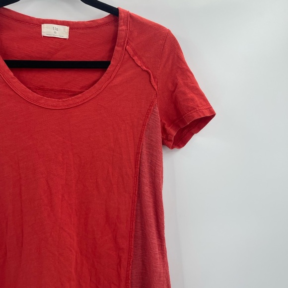 T.la Anthropologie red thermal Y2k boho cotton short sleeve tee size xs - Picture 4 of 12